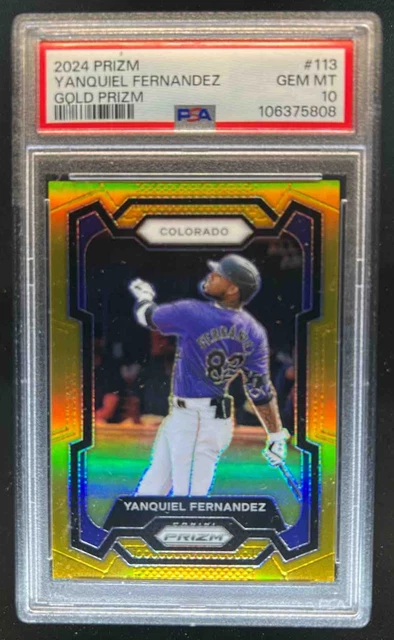 2024 Prizm Yanquiel Fernandez Gold #/10 Rockies PSA 10