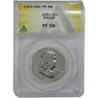 1951 Franklin Silver Half Dollar PF 58 ANACS Proof 50c Coin SKU:I25626