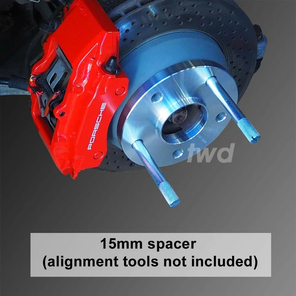 DISTANZIATORI RUOTE IN LEGA 7MM 15MM + BULLONI NERI PER PORSCHE 911 996 997 991 992 DADO - Immagine 4 di 4