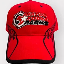 Matco Tools Hat Mens Hook and Loop Red Flame Outline Embroidered Racing Mechanic