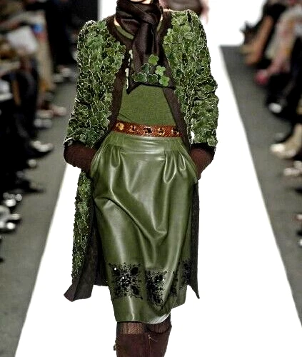 Abrigo Oscar de la Renta Otoño 2006 Pasarela Orylag Piel Bordada Apliques EE. UU. 8 Foto 2 de 4