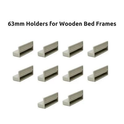 63mm Single Bed Slat Holders / Caps for Wooden Bed Frames- Grey - Free Delivery