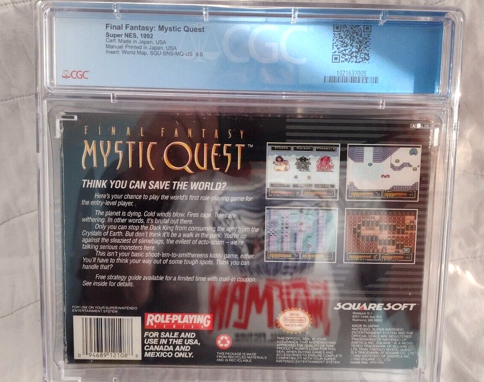 Final Fantasy Mystic Quest Complete -CGC Graded 8.5 Box 8.0,Cart 9.6, Manual 8.0 - Image 3 of 3