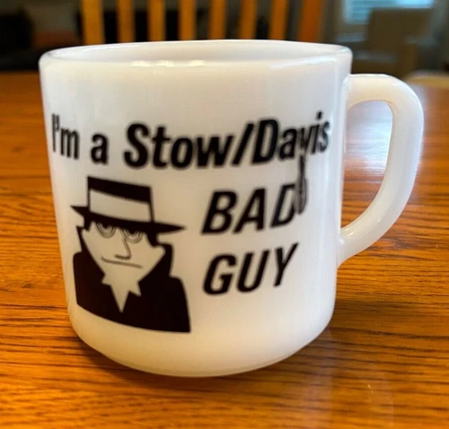 Vintage Federal Milk Glass Mug ''I HAD A BAD IDEA''   Bad Guy USA Stowe Davis SD