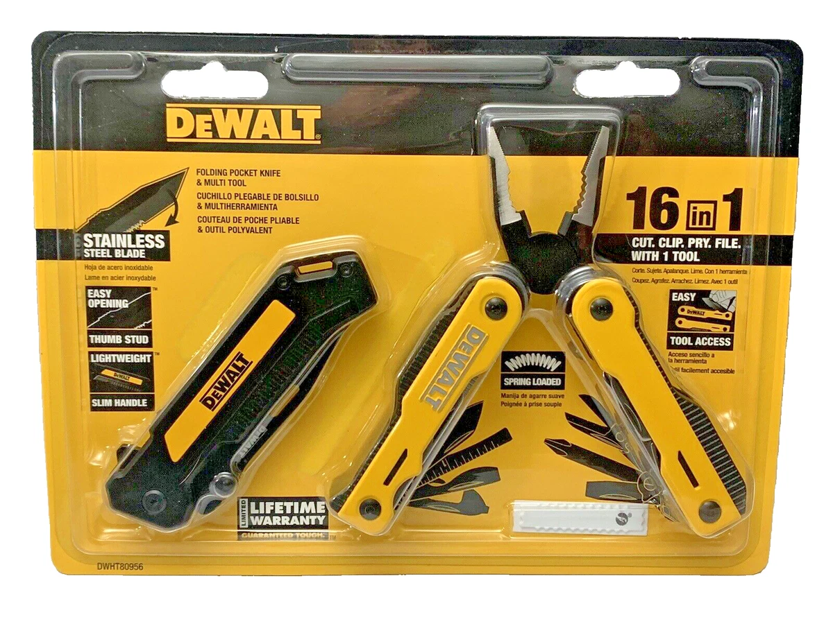 DeWALT 16 in 1 Multi Toot & Folding Pocket Knife Gift Set Stainless Steel  New