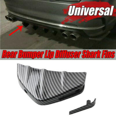 Car Rear Bumper Diffuser Shark Fins Splitter Accessories Carbon Fiber Style New