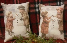 Victorian/Shabby Chic Snowman cupboard tucks, bowl fillers-Set of 2