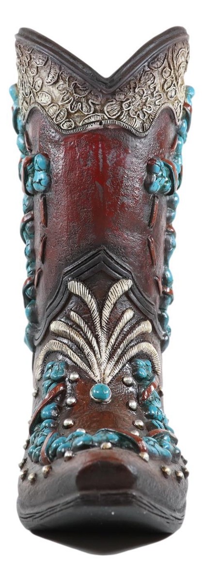 Granatan Cowboy Boot Toilet Brush Holder - Vintage Turquoise, Rustic Bathroom Decor - View #7