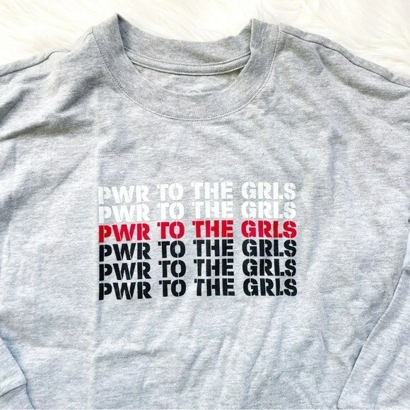 Girls long sleeve tee tshirt top grey Girl Power graphic cotton - Image 2 of 4