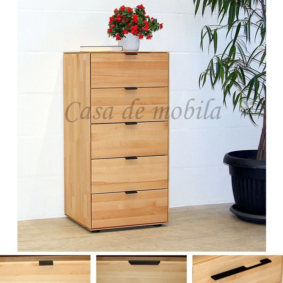 Schubladenkommode schmal MERCUR 50x103x45cm Holz Kernbuche massiv geölt kommode - Bild 1 von 1