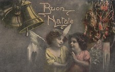CARTOLINA *37 AUGURI-FESTE BUON NATALE REGALI ANGELI BAMBINI GIOIA NON VIAGGIATA