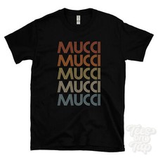 MUCCI REPEATED RETRO STYLE T-SHIRT mens & womens novelty cool name gift
