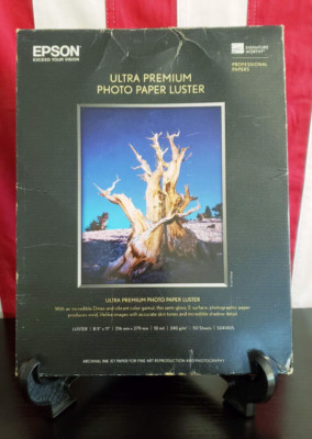 Epson 8.5'' x 11'' Ultra Premium Photo Paper Luster. 50 sheets sealed.  S041405