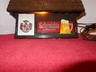 VINTAGE LIGHTED SCHMIDT`S BEER PHILADELPHIA ADV SIGN PLASTIC METAL BASE # Z 13