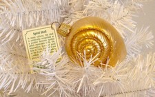 2008 SPIRAL SEA SHELL - OLD WORLD CHRISTMAS BLOWN GLASS ORNAMENT NEW W/TAG