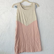 Lovely Melody Women's Pink & Cream Sleeveless Linen Blend Dress Size S