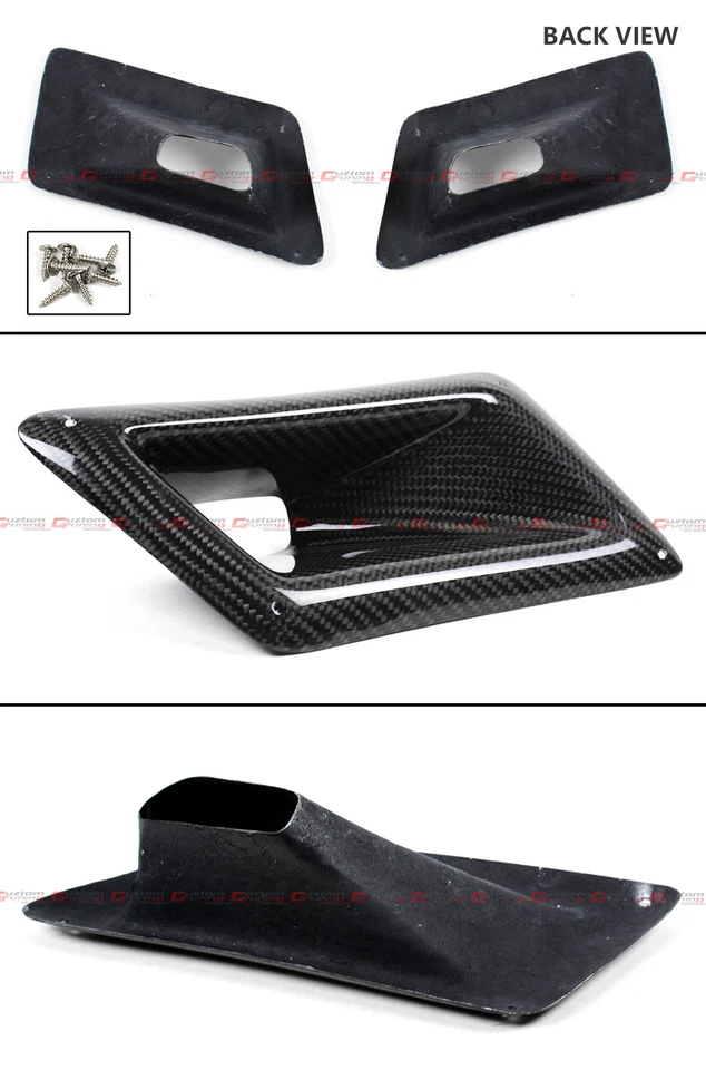 FOR 03-09 NISSAN 350Z Z33 CARBON FIBER BUMPER AIR DUCT INTAKE VENT COVERS PAIR - Image 3 of 4