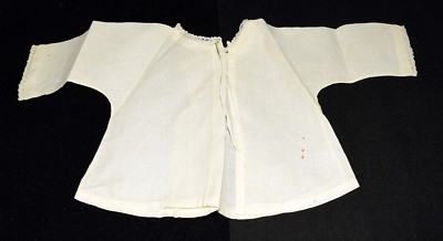 Vintage White with Scalloped Lace Trim w Tie Closure Doll Jacket for Large Doll