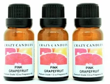 3 Pink Grapefruit 1/2oz Premium Grade Scented Fragrance Oil Crazy Candles