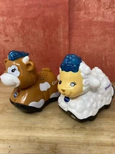 (2)VTECH Go Go Smart Farm Animals Lamb And Cow Talks Sings Lights Up Works