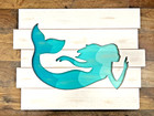 Mermaid Embossed Wooden Wall Sign 19" x 15"