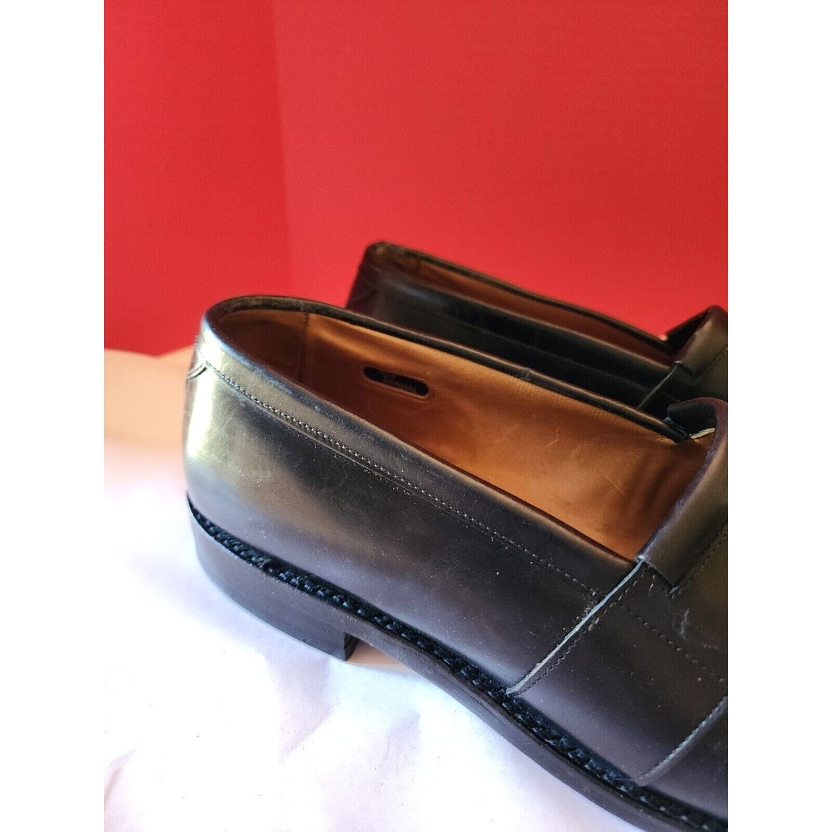 Allen Edmonds Newport Loafers Black Leather Tassel Apron Toe 