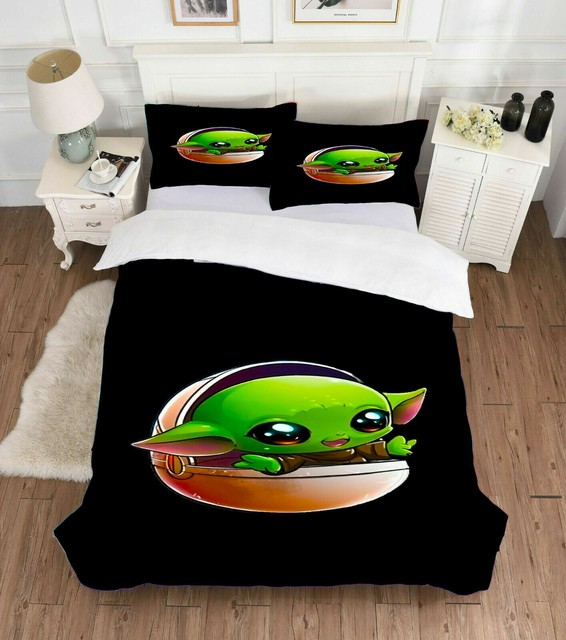 Star Wars Bedding Set 3PCS Duvet Cover Pillowcase Baby Yoda Kids Quilt