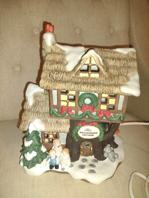 Fitz & Floyd The Dollmaker's Cottage Figurine Holiday Hamlet 1993 RARE 9 x 11