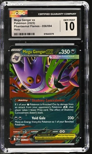 Mega Gengar Ex 056/094 Holo - Pokémon Phantasmal Flames CGC 10 Gem Mint