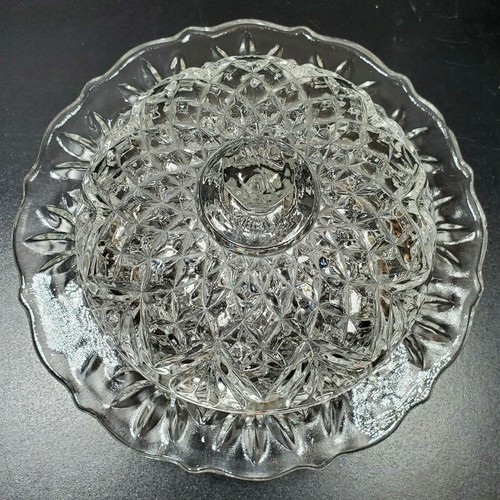 Vtg Anchor Hocking Pineapple Cut Round Butter Dish Creamer Covered Sugar Prescut - Picture 17 of 20