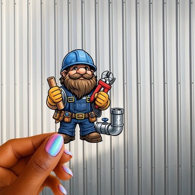 Plumber Gnome 3 Inch UV DTF Sticker Plumbing Worker Pipe Wrench Decal