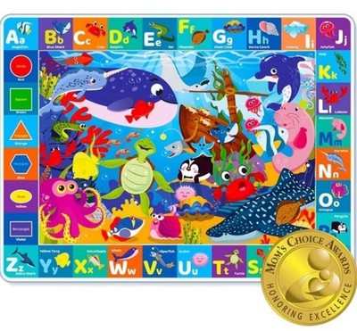 QUOKKA große Baby Spielmatte für Boden - 150x200 cm Ocean ABC Teppich für Kinder