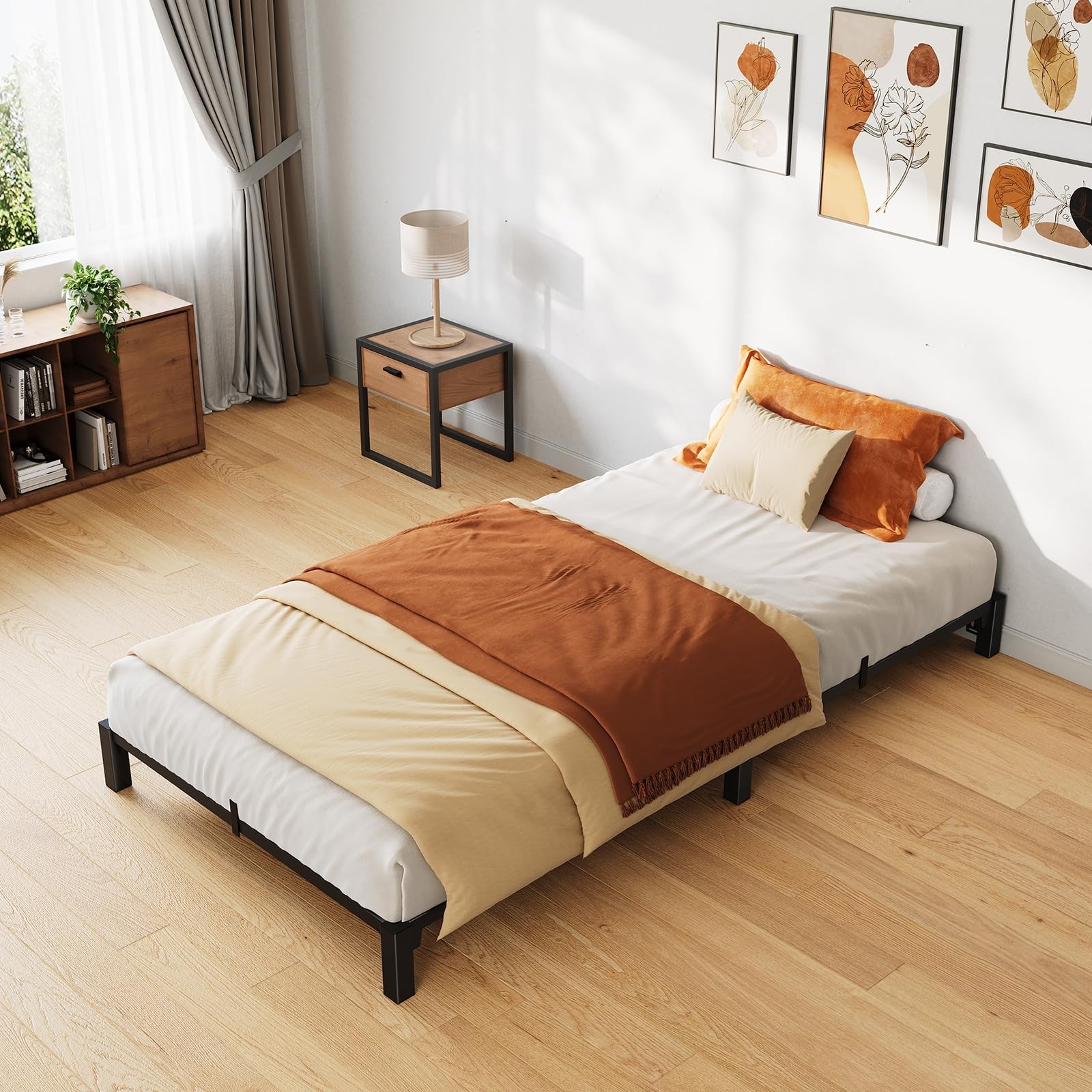 Twin/Full/Queen/King Bed Frame, 6/8/10/14 Inch Metal Platfor