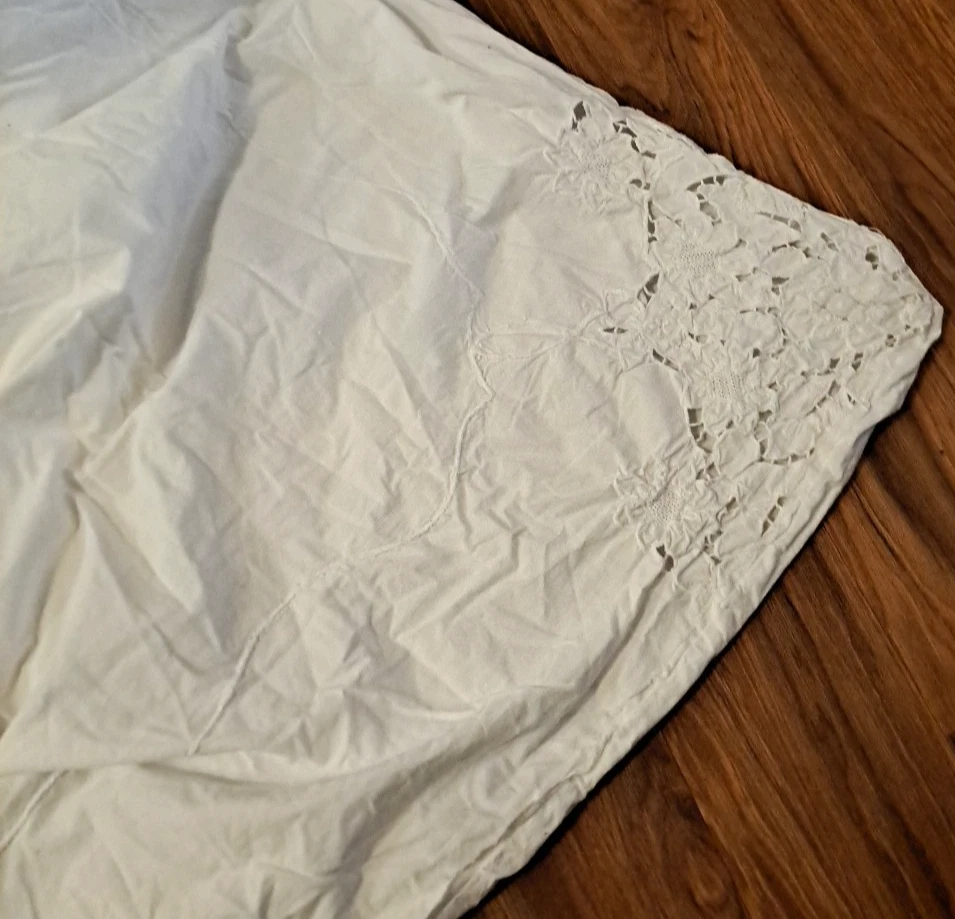Edredón completo de encaje Madeira blanco recortes de algodón cierre de botones casa 87x80 Foto 4 de 4