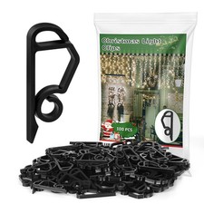 Christmas Light Clips, Plastic Gutter Clips, Black, 100 Pcs