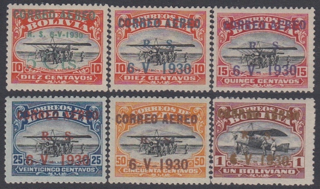 Bolivia A-3A-F 1930 Graf Zeppelin Travel Commemoration Stamp MH