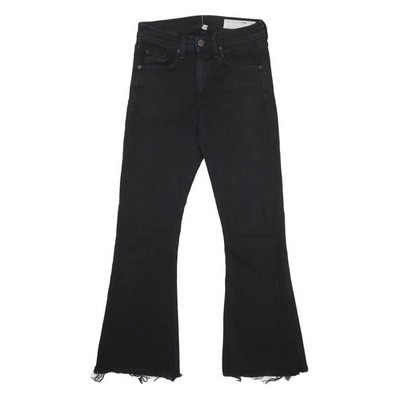 RAG & BONE Damen Regular Fit Schwarze Schlagjeans Mit Rohem Saum W25 L25