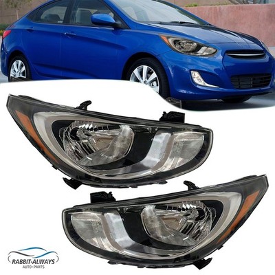 Halogen Headlight Assembly For Hyundai Accent 2012-2014 Driver+Passenger Side