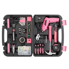 Portable Pink 149 Pcs Pink Tool Set Household Hand Kit with Storage Case New