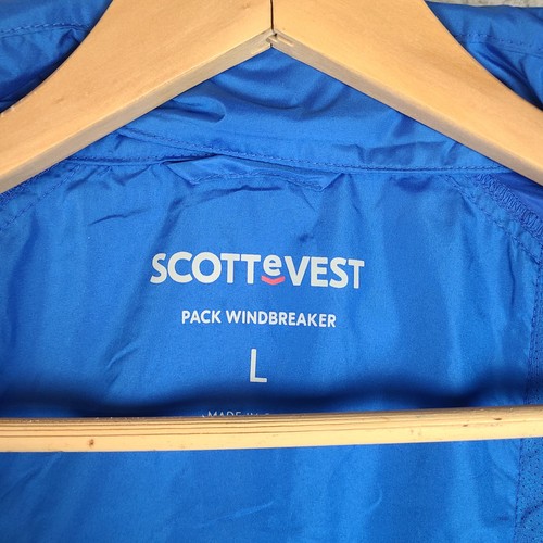 SCOTTeVEST TEC PACK Windbreaker Hooded Multi 8 Pocket Jacket Mens L Blue - Picture 5 of 11