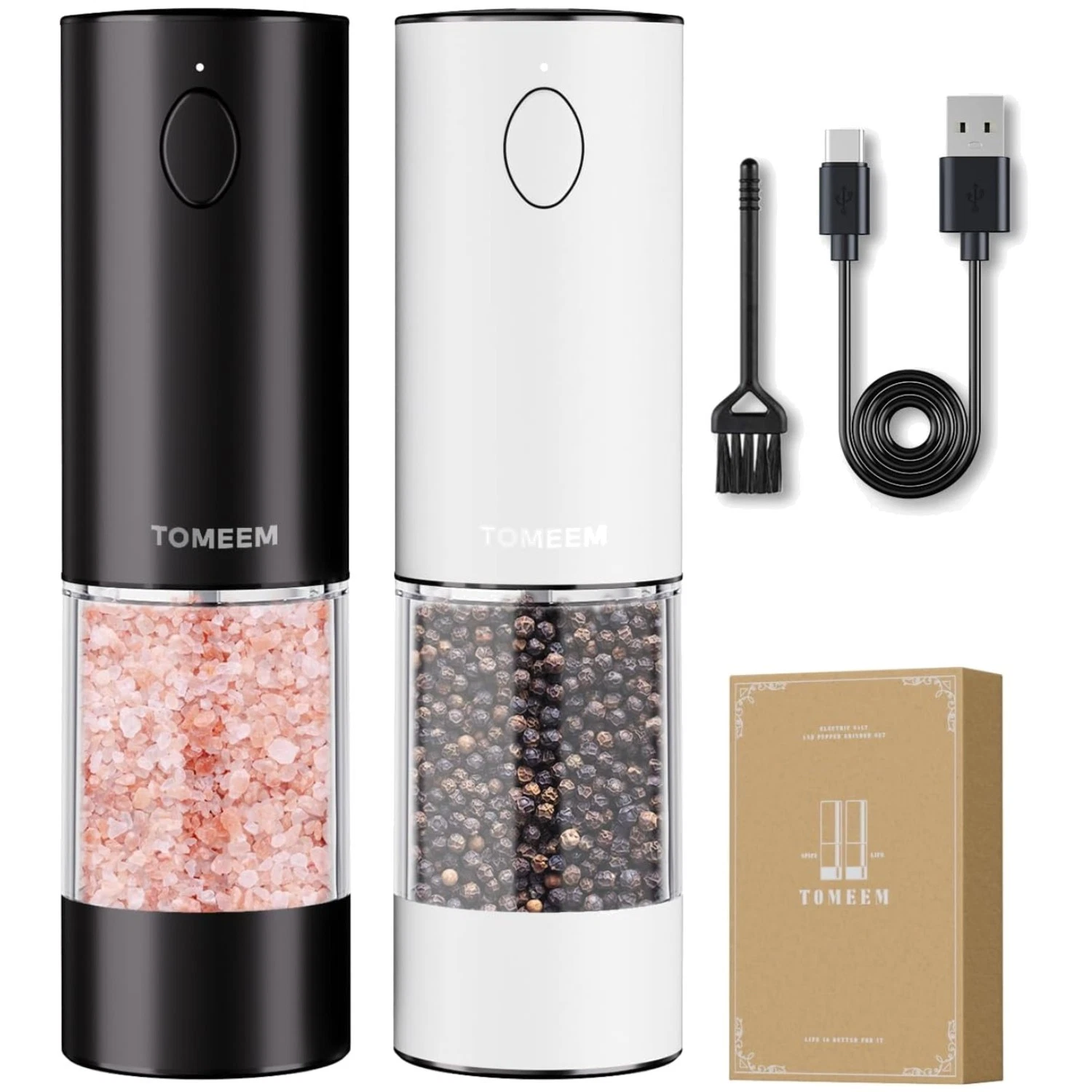 Rechargeable Electric Salt and Pepper Grinder Set