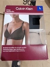 Calvin Klein Womens Microfiber 2 Pack Lightly Lined Wireless Bra L