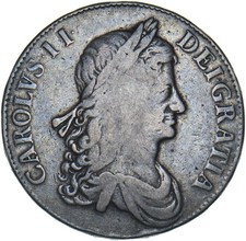 1663 Crown - Charles II British Silver Coin