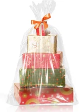 Cellophane Wrap for Gift Baskets 5 PCS 40X50 Inches Large Clear Cello Gift Bags 