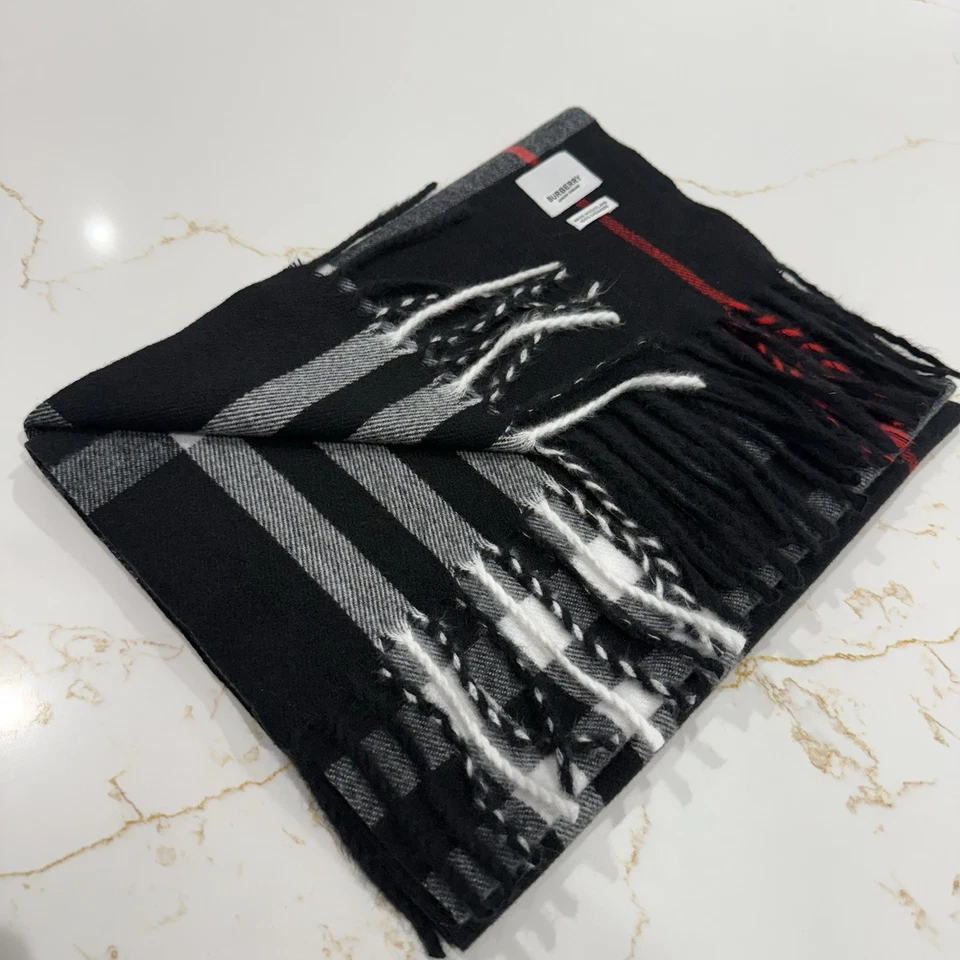 Burberry 100% Cashmere Scarf Multicolor Check Pattern Unisex Foto 4 de 4