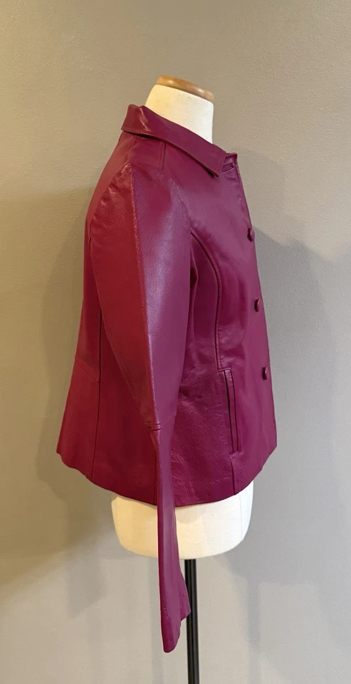 Chaqueta Blazer Mujer Colección Chadwicks Cuero Borgoña Talla 16 Foto 4 de 4