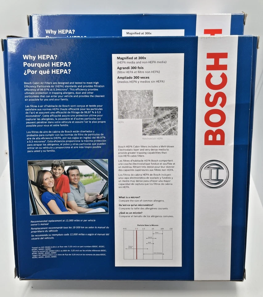 Bosch 6029C HEPA Cabin Air Filter for Acura CSX MDX ZDX Honda Accord Civic x2 - Image 3 of 3