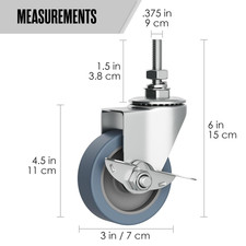 Heavy Duty 75mm Locking Caster Wheels Set of 4 for Furniture and Workbench