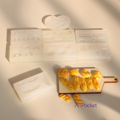 2PC 1:12 Scale Dollhouse Miniatures Biscuit Bread Mini Silicone Mold Bakery