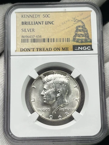 1968-D Kennedy Half 1/2 Dollar NGC BRILLIANT UNCIRCULATED 50c 40% Silver Coin